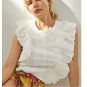Anthropologie Danya Ruffled Blouse - Ivory